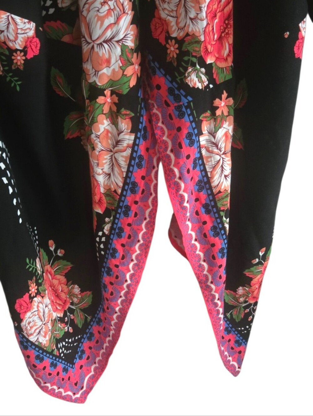 Flying Tomato Kimono Long Open Black Floral Boho Flowy Size S/M - Picture 8 of 8